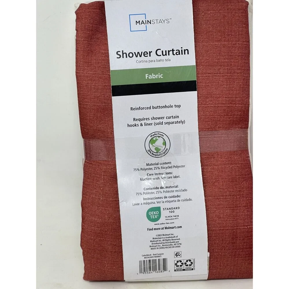 New Mainstays Shower Curtain Ivory & Caramel Rust Brown Color Block
